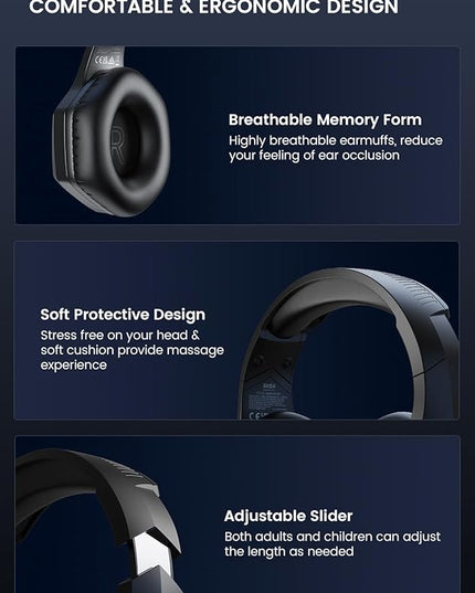 EKSA Wireless Gaming Headset, 2.4GHz USB Gaming Headphones with Microphone for PC, PS5, PS4, Nintendo Switch, 7.1 Surround Sound PC Headset, RGB Light, Ergonomic Design, 3.5mm Wired for Xbox Serie