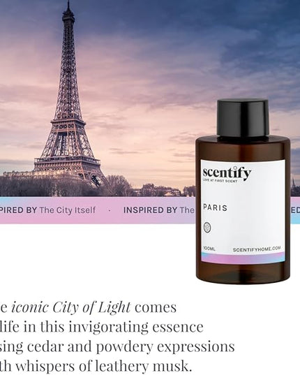 Scentify Paris Aroma Oil Refill Scent for Oil Diffusers - Berry, Floral, Amber, Powdery Scents - Luxurious Relaxing Aromatherapy Diffuser Fragrance 100ml, 3.38 oz