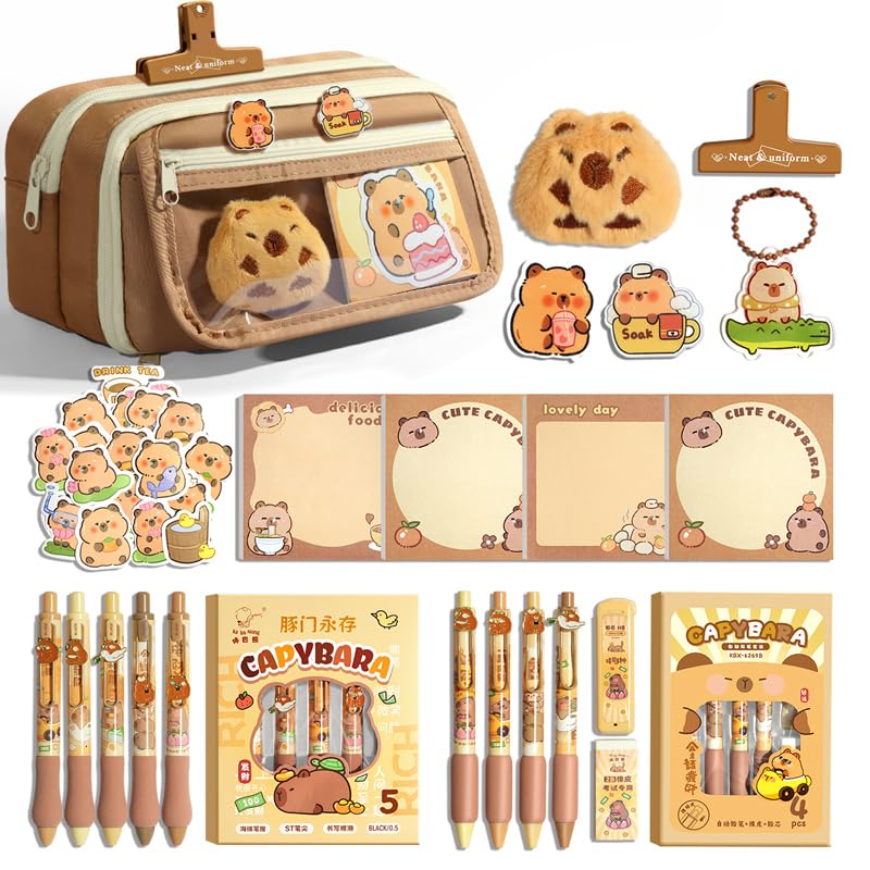 Melorumi Cute Capybara Pencil Case Kawaii Pouch Stationery Set Gifts For Girls Boys Kid Large Capacity Capibara Organizer School Supplies