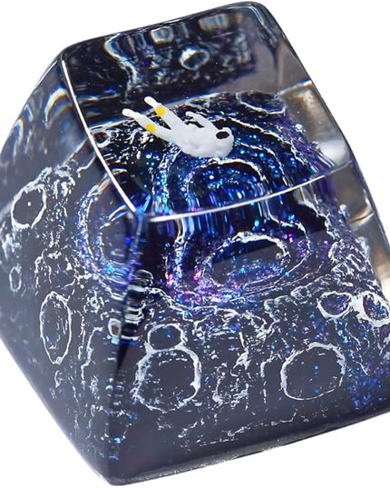 Blue Purple Galaxy Astronaut Artisan Keycap R1 SA Profile Custom Astronauts Keycaps 1U ESC Handmade Gaming Resin Key Cap Cherry MX Switch Compatible Mechanical Keyboard Space Lover Gift