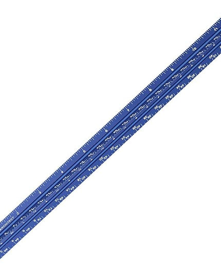 12" Architectural Scale Ruler Aluminum Architect Scale Triangular Scale Ruler for Architects, Draftsman, Students and Engineers, Blue