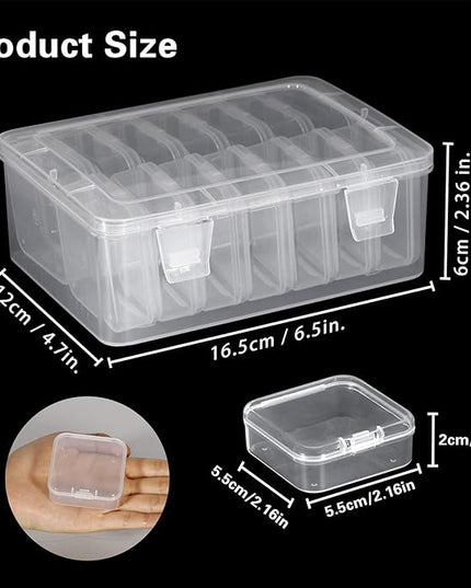 Mathtoxyz Small Bead Organizers, 45 Pieces Plastic Storage Cases Mini Clear Bead Storage Containers Transparent Boxes with Hinged Lid and Rectangle Clear Craft Supply Case