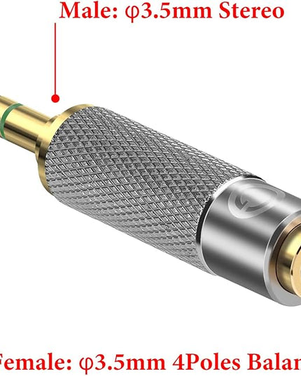 Geekria 3.5mm Male to 3.5mm Balanced Female Headphones Adapter for 3.5mm 4-Pole Cable Connected to Balanced 3.5mm Player Device, Aluminum Alloy Conversion Audio Plug, Gold Plated Adapter
