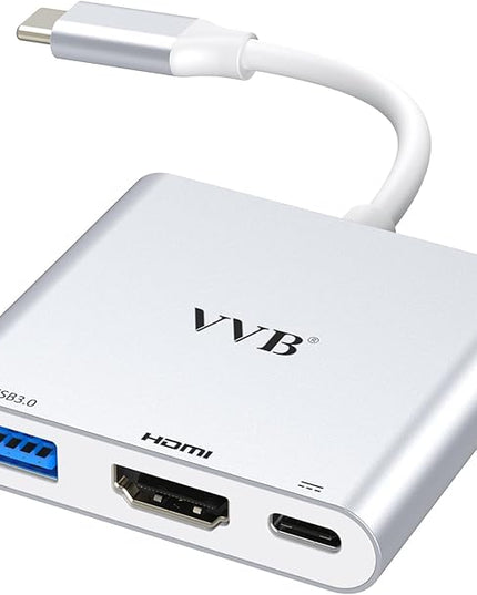 USB C to HDMI Adapter,USB-C Adapter Hub with 4K HDMI,USB3.0,Type C PD Charge Port 4K Multiport Digital AV Converter for iPad Pro/air,MacBook Pro/air,Tablet,Switch and More USBC Device