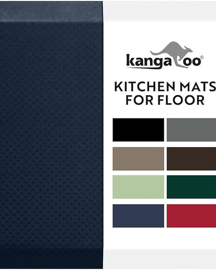 KANGAROO Thick Ergonomic Anti Fatigue Mats for Kitchen Floor, 39x20, Cushioned Standing Office Desk Mat, Waterproof Scratch Resistant Topside, Supportive All Day Comfort Padded Foam Rugs, Navy