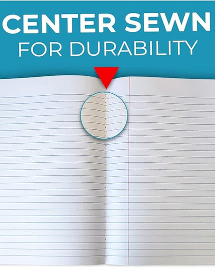 Rosmonde Composition Notebook Wide Ruled 5 Pack, 200 Pages (100 Sheets), 9-3/4 x 7-1/2, Back to School Supplies, Notebooks for School, Office Supplies, Notebooks for Work, Wide Ruled Notebook