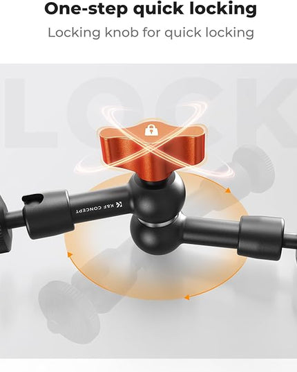 K&F CONCEPT 6" Magic Arm Kit 1/4" Screw 360°Ballhead Articulating Mini Arm Mount for Monitor, LED Light, Webcam