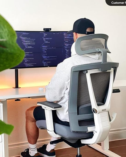 Autonomous ErgoChair Pro Ergonomic Office Chair Foam Grey Adjustable Lumbar Support, Rolling Swivel - Home Office Desk Chairs with Wheels and Arms - Ergonomic Desk Chair Comfy for Gaming & Long Hours