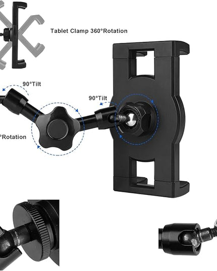 Mippko Heavy Duty Drill Base Tablet Holder, iPad Mount for Truck/Car/Boat/Wall/Desk/Vehicle Dashboard,360° Adjustable Aluminum Alloy Arm Mount Compatible with 7~12.9" iPad/Nexus/Fire HD/e-Book/Switch