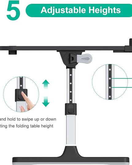 Laptop Bed Tray Desk with Adjustable Heights and Angles, Upgraded-Sturdy Foldable Lap Desk for Bed/Couch/Floor (NO Drawer, Black)