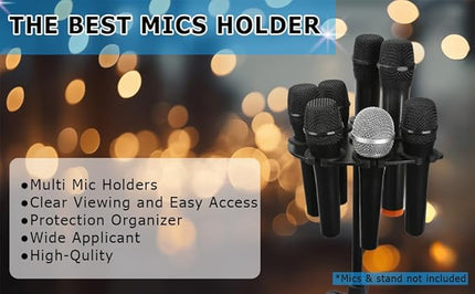Joyvio Multi Mic Holder for Wired and Wireless Mics, Organizes Up to 7 Mics, Aluminum, Black