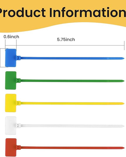 Cable Marker Tie Tags, 204Pcs Self-Locking Zip Tags Write on Label, Nylon Wire Label Multicolor Network Marking for Home Office-5 Colors/6Inch