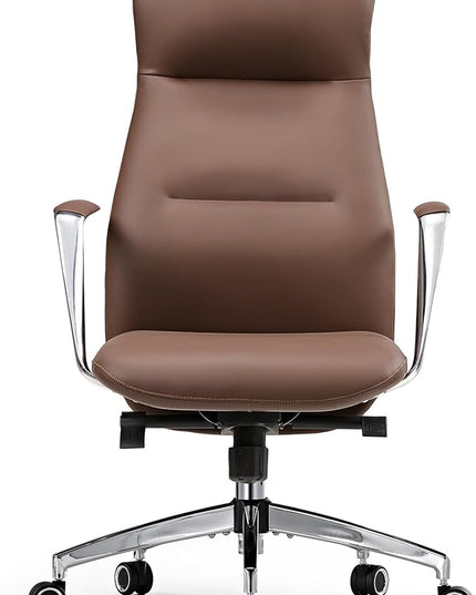 EUREKA ERGONOMIC Royal Slim Executive High Back Brown Leather Office Chair, Home Desk Chair for Adults, Big and Tall with Wheels, Swivel Rolling