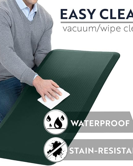 KANGAROO Thick Ergonomic Anti Fatigue Mats for Kitchen Floor, 39x20, Cushioned Standing Office Desk Mat, Waterproof Scratch Resistant Topside, Supportive All Day Comfort Padded Foam Rugs, Hunter Green