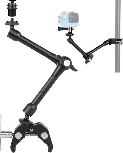 UTEBIT 11" Magic Arm Clamp Mount Kit, 360° Ball Heads with ARRI 1/4" & 3/8" Thread Screw, Camera Mount Adjustable Friction Arm w Super Clamp for DSLRs, Camera Cage, Monitor, LED Light, Action Camera