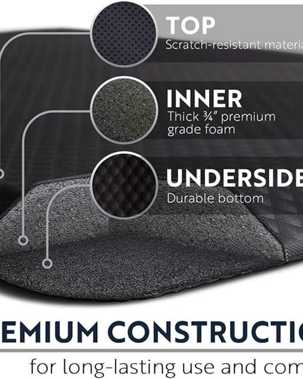 KANGAROO Thick Ergonomic Anti Fatigue Mats for Kitchen Floor, 48x20, Cushioned Standing Office Desk Mat, Waterproof Scratch Resistant Topside, Supportive All Day Comfort Padded Foam Rugs, Black