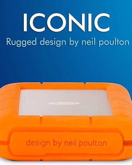 LaCie Rugged USB-C, 4TB, Portable External Hard Drive, Drop, Shock, Dust, Rain Resistant, for Mac & PC (STFR4000800)