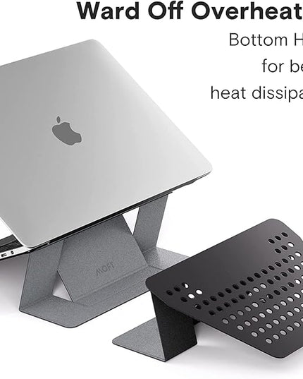 MOFT Laptop Stand for Desk, Stick-On Computer Stand with Dual-Angle, Ergonomic Laptop Riser Holder for Travel, Foldable & Portable MacBook Stand Fits 11.6"-16" Laptops, Silver