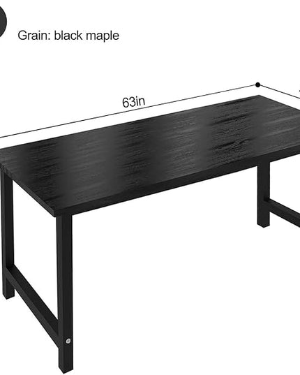 NSdirectModern Computer Desk 63 inch Large Office Desk Writing Study Table for Home Office Desk Workstation Wide Metal Sturdy Frame Thicker Steel Legs, Black.