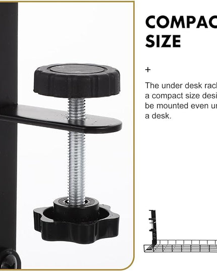 Under Desk Cable Management Tray, Cable Storage Rack Wire Cord Organizer, No-Drill Black 500Mm Holder for Office Desk Power Strip Organization