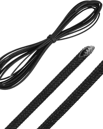 MECCANIXITY 20ft Braided Cable Sleeve, 1/16" ID 200C High Temperature 1500V Fiberglass Wire Insulation Cord Protector Organizer Wires Management for Motor Engine Fuel Line, Black