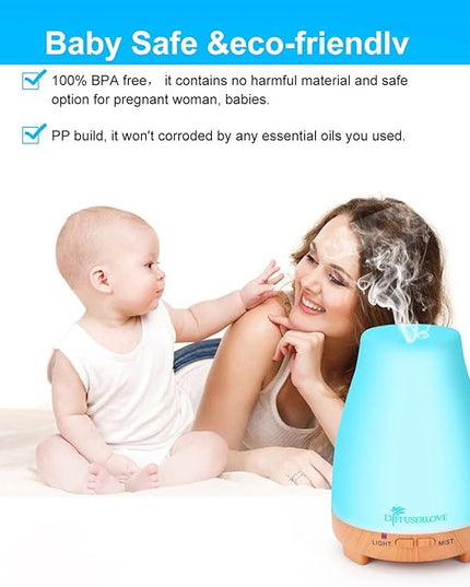 Diffuserlove Essential Oil Diffusers 200ML Remote Control Diffuser Mist Humidifiers BPA-Free Aromatherapy Diffuser (Yellow Base)