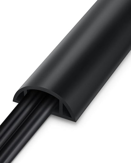 8.5FT Black Cord Cover Floor, Cord Protector, Floor Extension Cable Cover, Soft PVC Wire Covers - Cord Cavity: 0.7" (W) x 0.4" (H)