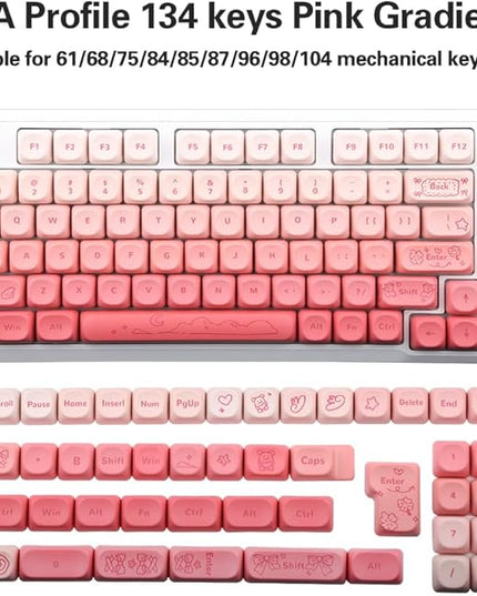 134Keys PBT Keycaps MOA Profile Key Cap for Cherry Gateron MX Switches Mechanical Keyboards Key caps (Butterfly Powder)