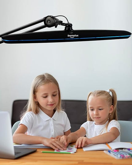 Task Lamp with Clamp, Bright 117PCS LEDs, Metal Swing Arm 24W 2200 Lumen Dimmable Led Desk Lamp for Architect Home Office Study Reading Dorm Workbench Craft, 23 Inch Working Lamp(Black)