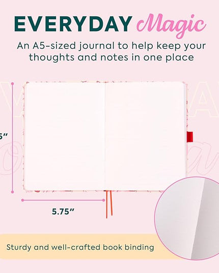 Happy Planner Small Undated Book-Bound Journal with 80 Pages of Thick 100 GSM Paper, A5 Size, Dot-Lined Layout, Feathered Floral