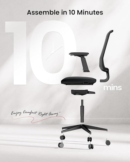 ProtoArc Ergonomic Office Chair - Flexer Computer Chair, Foam Cushion Sliding Seat, Breathable Mesh from Wintex, 125° Reclining Swivel Desk Chairs for Home, Office & Study - Black