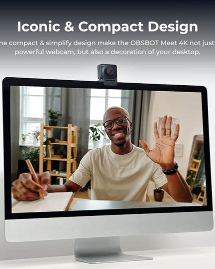 OBSBOT Meet AI-Powered 4K Webcam, AI Framing & Autofocus, Webcam with Microphone, Background Bokeh, 60 FPS, HDR Low-Light Correction, Beauty Mode, Webcam for PC, Streaming, Conference, Gaming, etc.