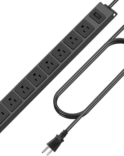 HHSOET Magnetic Mount Power Strip, 8 Outlet Mountable Socket, Metal Heavy Duty Surge Protector, Gaming Table Outlet, Easy to Fix Without Drilling or Taping, 3FT Extension Cord.(Black)