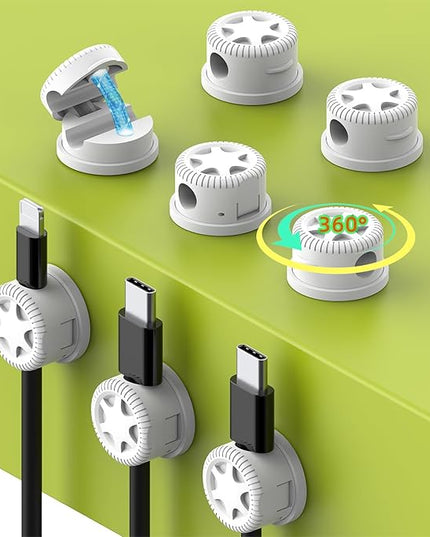 11PCS Cable Management Cord Holder Organizer, Magnetic Cable Clips Adhesive Wire Keeper, Under Desk for Bedside Nightstand Table Desktop USB Wall Car Office Workspace Accessories (White)