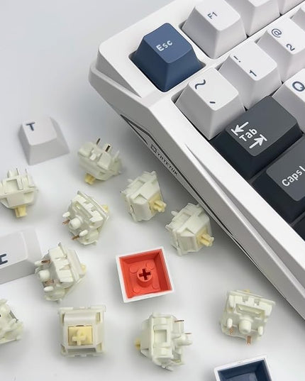 Gateron Cream Keyboard Switches Replacement,Pre-lubed 5-Pin Tactile Switches with Light Guide Pole/All Pom/Enhanced Pin for MX Mechanical Gaming Keyboard(90Pcs)