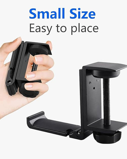 Goldmille 2 Pack Aluminum Headphone Stand Hanger Foldable with Cable Clip - Headset Holder Clamp Hook Under Desk, Save Your Space While Working & Gaming