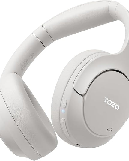TOZO HT2 Hybrid Active Noise Cancelling Headphones, Wireless Over Ear Bluetooth Headset, 60H Playtime, Hi-Res Audio Custom EQ via App Deep Bass Comfort Fit Ear Cups, for Home Office Travel