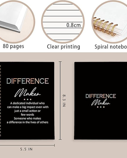 Difference Maker Gift Notebook Journal, Boss Gifts, Appreciation Gifts for Coworkers Teacher Mentor Boss, Coworker Gifts, Thank You Gifts for Women Men Hardcover Spiral Notebook 5.5x8.3 Inch