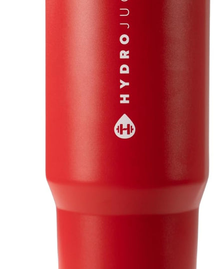 HydroJug Sport - Stainless Steel Tumbler with Straw, Vacuum Insulated, 32oz Leakproof Water Bottle, Ergonomic Design, Reusable, Dishwasher Safe, Rubber Base, Durable for Gym or Outdoors, Alumni Red