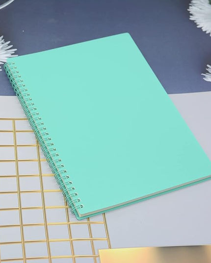 Yansanido Spiral Notebook, 4 Pcs 10.5 Inch x 7.45 Inch B5 Thick Plastic Hardcover 7mm College Ruled 4 Color 80 Sheets -160 Pages Journals for Study, Work, Travel and Notes (B5, 4 Pcs Light Color)