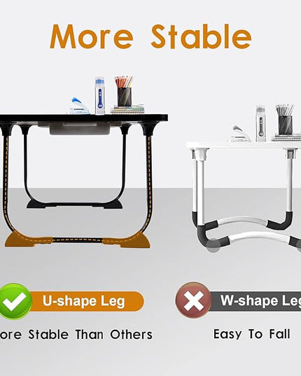 Amaredom Laptop Bed Desk Tray Bed Table, Foldable Portable Lap Desk with Storage Drawer and Cup Holder for Eating Breakfast on Bed/Couch/Sofa-Black