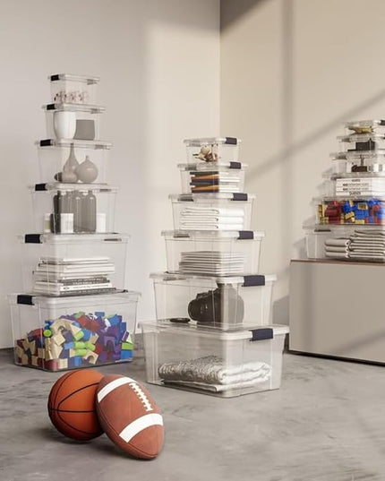 Superio Storage Bins with Lids- Clear Boxes for Organizing, Stackable Plastic Containers- BPA Free, Non-Toxic, Odor Free, Organizer for Home, Office, Dorm (6 Pack, 14.25 Qt)