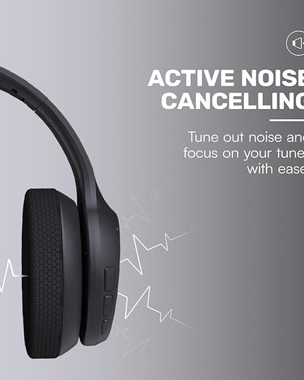 Raycon Fitness Headphones - Wireless Over-Ear-Headphones with 45 Hours of Battery, Active Noise Cancellation, Awareness Mode, 3 Quick Swap Ear Cushions, IPX4 Water Resistance (Black)