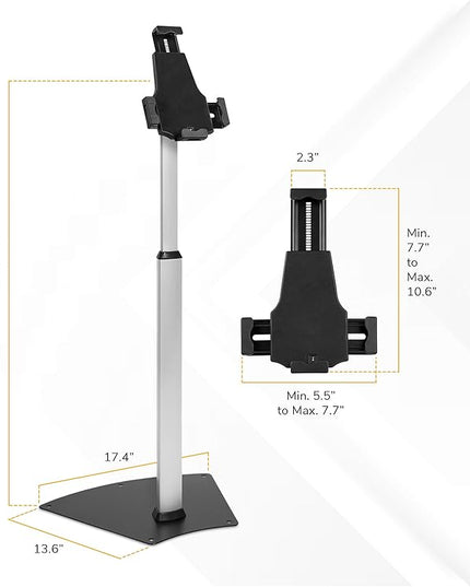 Mount-It! iPad Kiosk Stand, Anti-Theft Floor Stand with Lock, Height Adjustable Universal Tablet Kiosk for 7.9–11 Inch Tablets, Secure Commercial Tablet Stand for Retail & Business