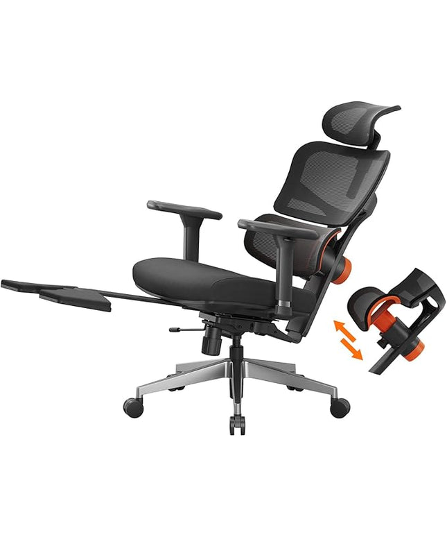 Newtral Office Chair Ergonomic - Home Office Desk Chair, Big and Tall Office Chair, Auto-Following Lumbar Support for Back Pain, Adjustable Seat Depth and Height (with Footrest, Black)