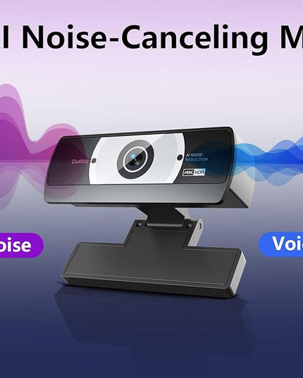 4K Webcam for PC - 4K Ultra HD Computer Camera with PDAF Autofocus, AI Noise-Canceling Mic, USB Plug & Play, 80° FOV & Auto Lighting Correction for Laptop & Desktop (Social Streaming Video Call)