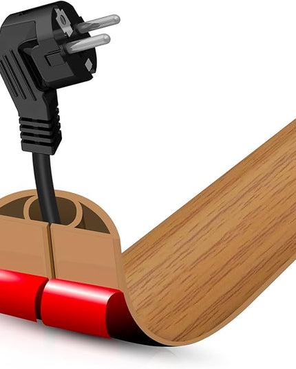 Floor Cord Cover Self Adhesive Cord Hider,3.3FT Cable Management, Extension Strip Protector for Wires, Prevent Cable Trips for Offices, Gyms, Exhibitions Cavity:0.39"(W) x 0.27"(H) Brown Wood