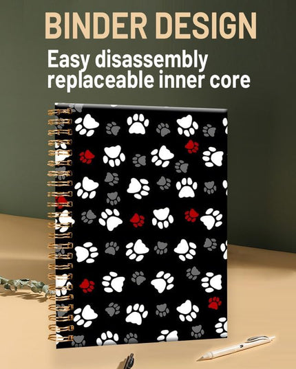 Spiral Journal Notebook for Women,A5 College Ruled Notebooks 6"x 8.4", 120 Pages (60 Sheets) Lined Journal with Premium Thick Paper,Perfect for School Office Home(Cute Dog Paws Animal)