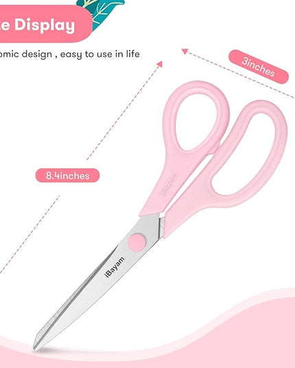 Scissors, iBayam 8" All Purpose Scissors Bulk 3-Pack, Ultra Sharp 2.5mm Thick Blade Shears Comfort-Grip for Office Desk Accessories Sewing Fabric Home Craft School Supplies, Right/Left Handed