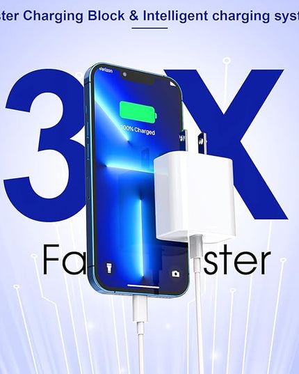 10FT iPhone Fast Charger,3Pack Extra Long[Apple MFi Certified]iPhone Charger Fast Charging Quick 10Foot USB C to Lightning Cable Cord Adapter Block for iPhone 14 Pro Max/14 Plus/13/12Mini/11/XS/X/iPad